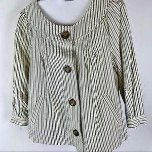 Gap Women Jacket Pin Stripe L Peter Pan Collar